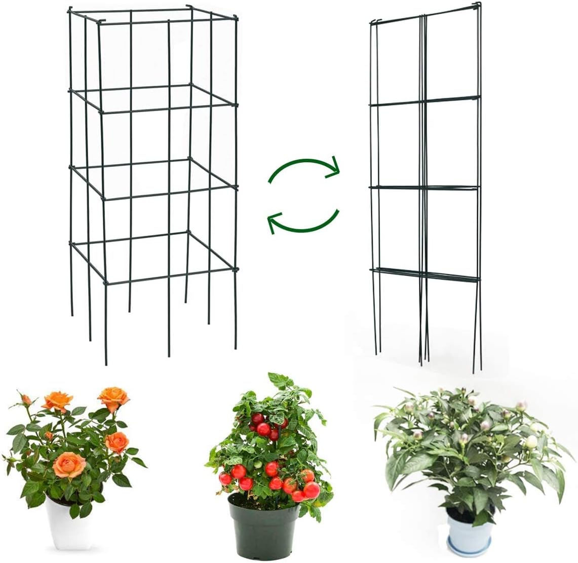Folding Tomato Cages 39 Inches Tall, Plant Support for Garden Climbing Plants Z77589
