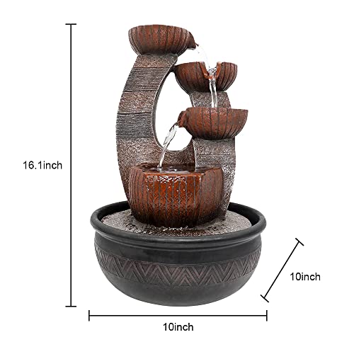 Tabletop Water Fountain with LED Lights, 5-Tier Indoor Cascading Water Feature D632