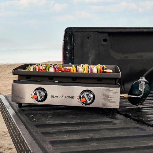 22" Tabletop Outdoor Griddle with Dual Stainless Steel Burners and Cover N8761
