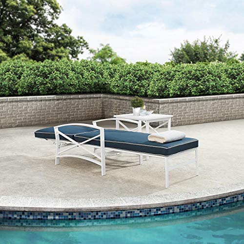 Outdoor Metal Chaise Lounge with Grey Cushions Y917