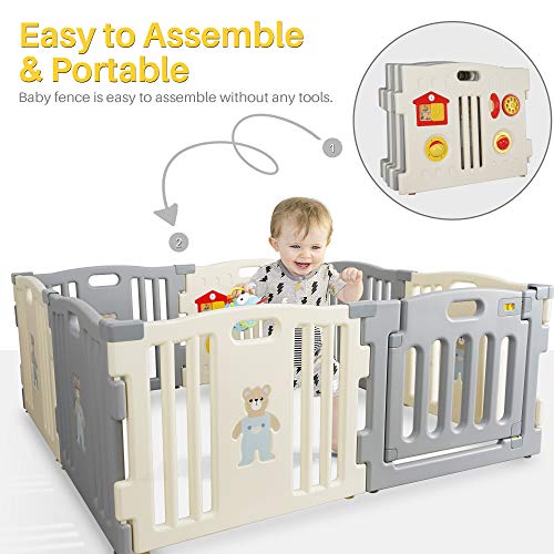 8 Panel Baby Playpen Safety Play Center for Kids Indoor Outdoor C880