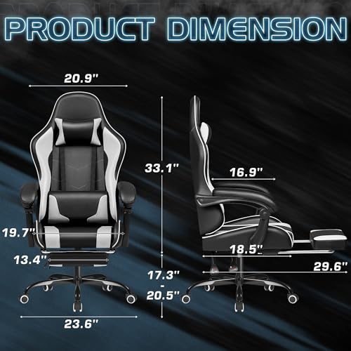 Gaming Chair with Footrest and Massage Lumbar Support J131131