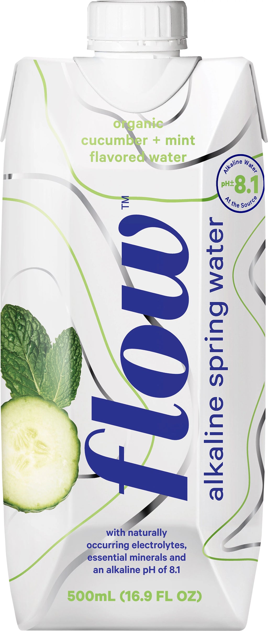 Alkaline Spring Water, Cucumber Mint Flavored, 16.9 fl oz, 12 Pack W696167