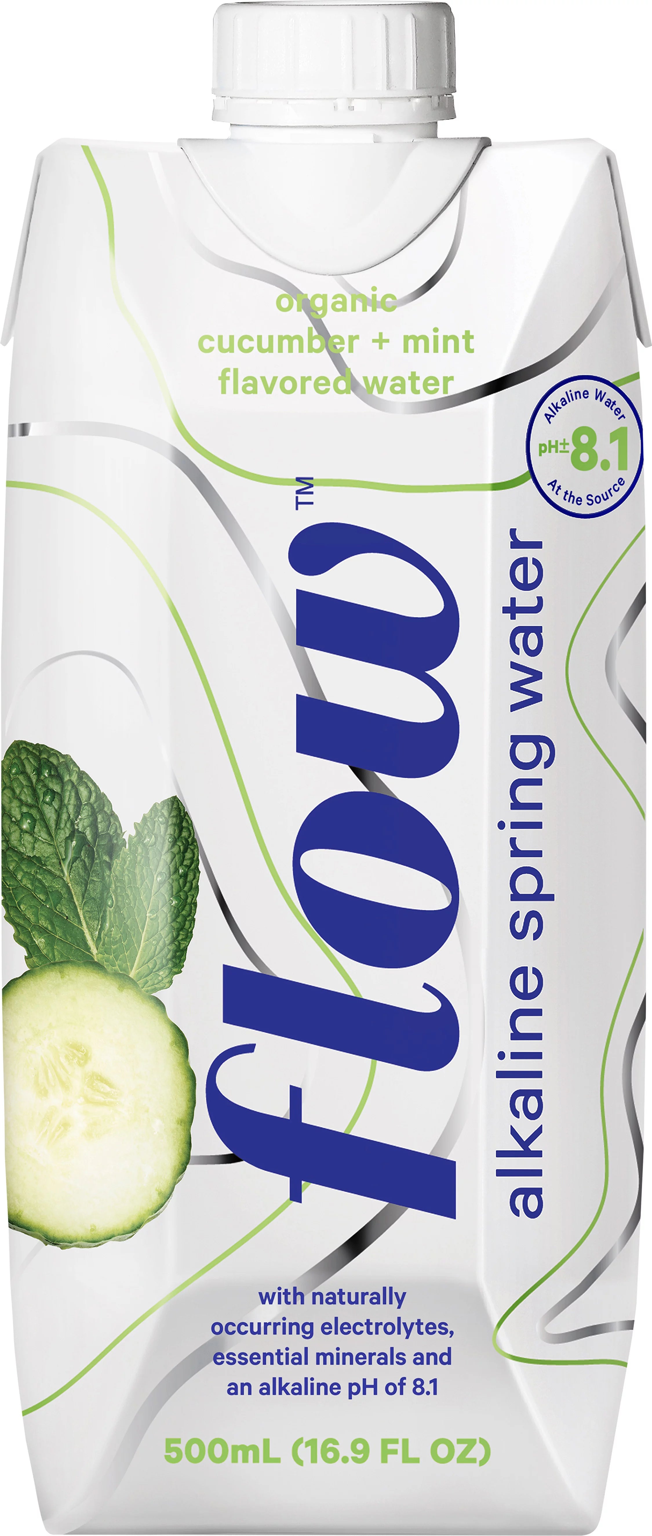 Alkaline Spring Water, Cucumber Mint Flavored, 16.9 fl oz, 12 Pack W696167