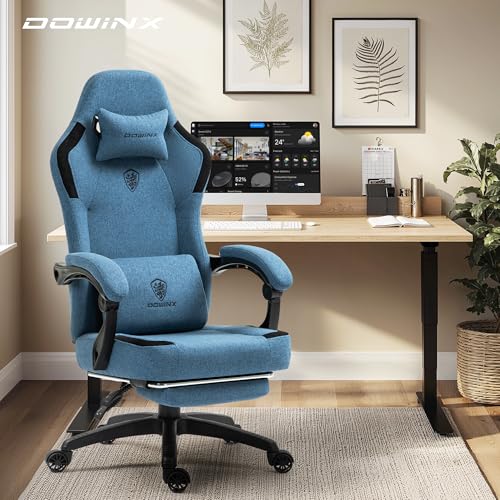 Fabric Gaming Chair with Pocket Spring Cushion and Footrest V343974