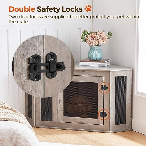 Wooden Dog Crate Furniture End Table for Small Medium Dogs V70534