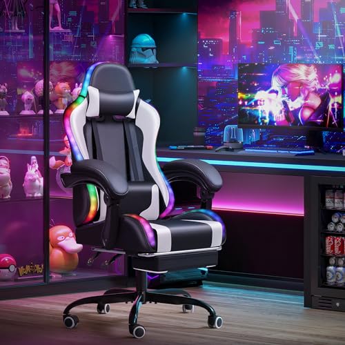 Gaming Chair with Footrest and Massage Lumbar Support J131131
