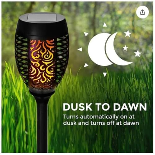 Solar Torch Lights Outdoor 4-Pack Flickering Flame Waterproof Garden Decor R5829