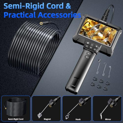 Endoscope Camera with Light, IP67 Waterproof, 8 Adjustable LED, 4.3" LCD Screen, HD 1080P, 16.5ft Cord N74763