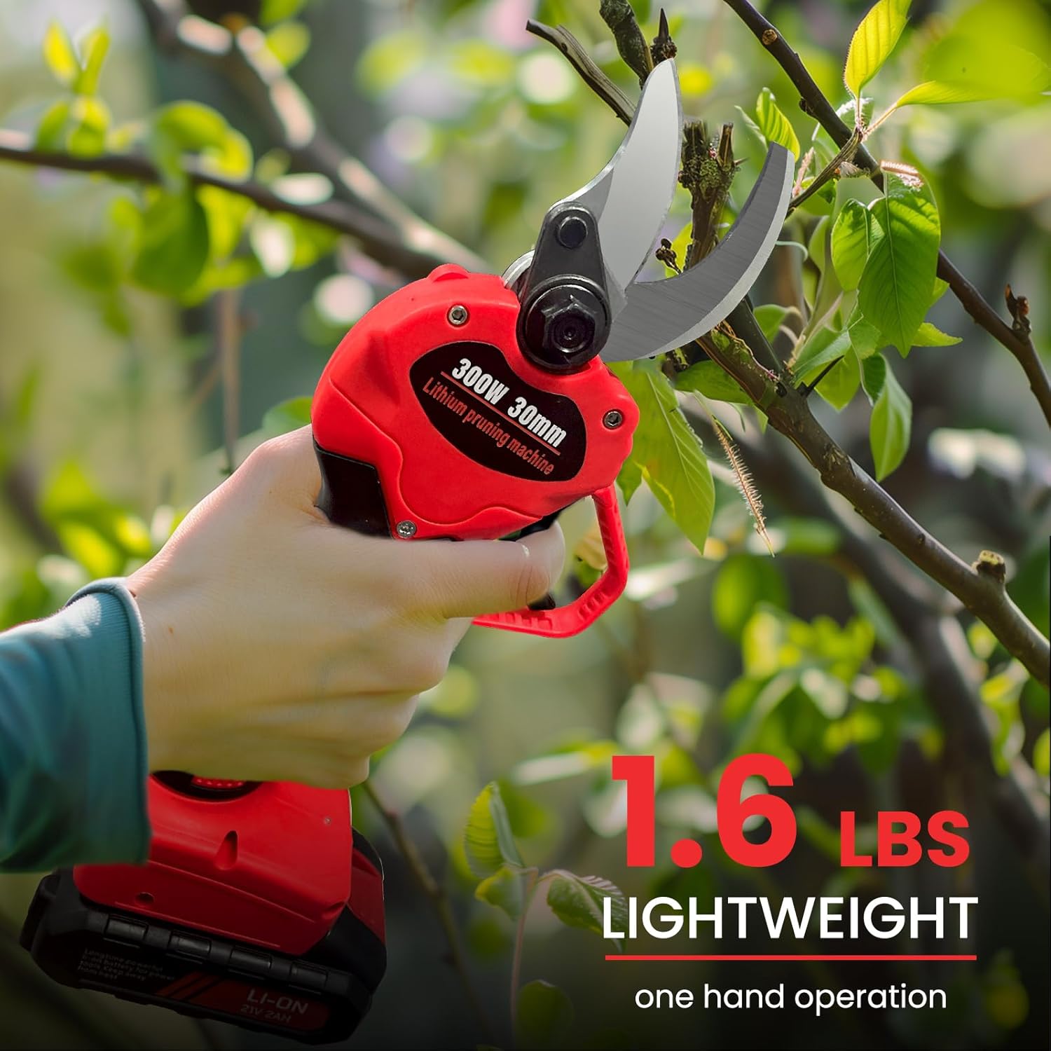 Cordless Electric Pruning Shears with 30mm Cutting Diameter and Two Batteries T600