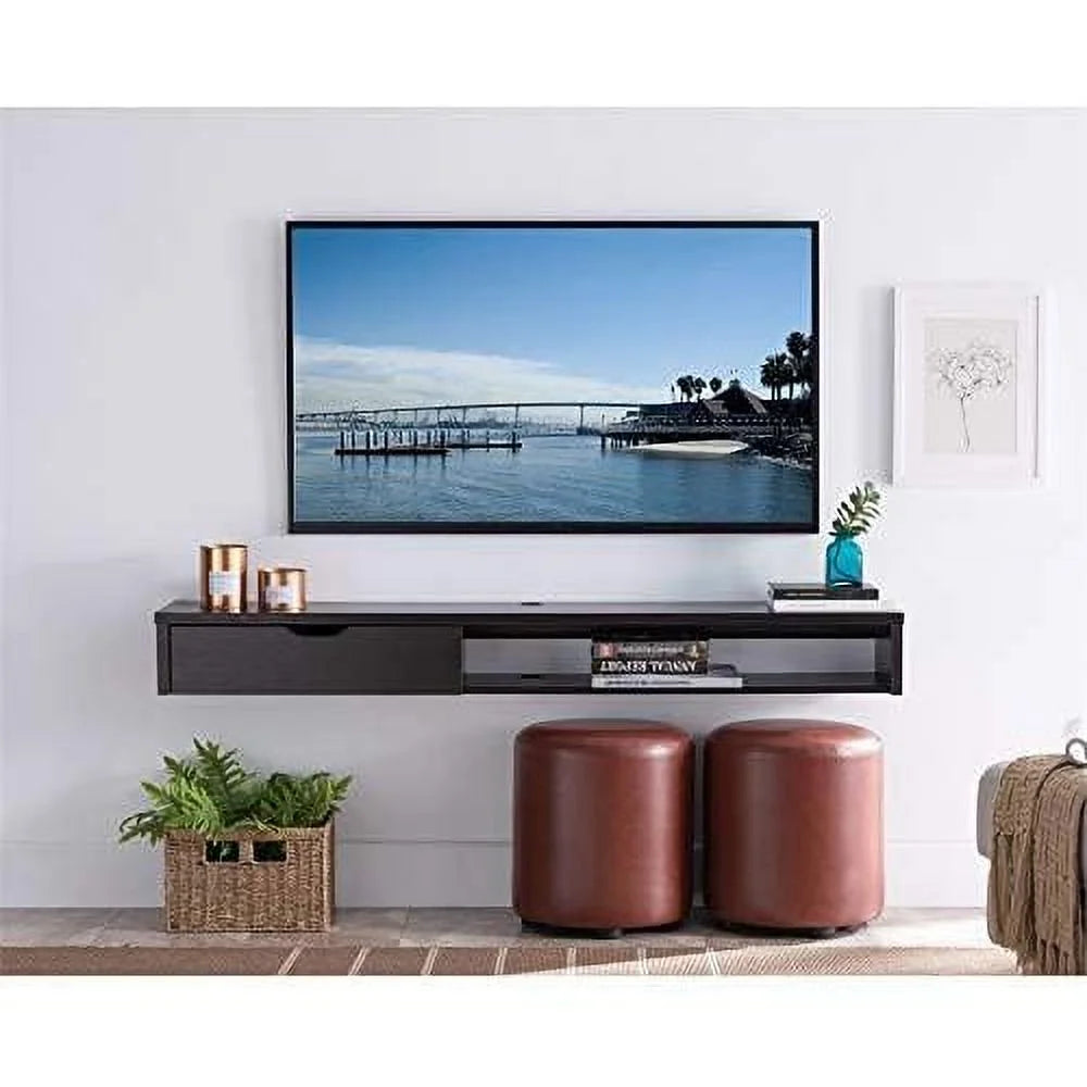 Modern Wood Floating TV Stand For Tvs Up To 60" In Cappuccino