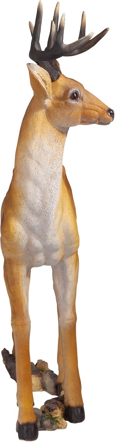 Woodland Buck Deer Garden Statue Decoy, 23 Inches Wide E662