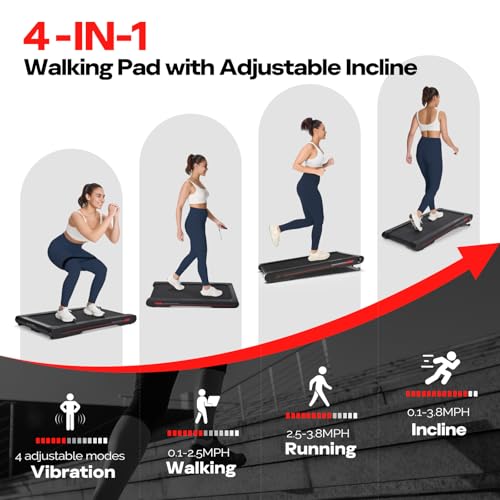 Walking Vibration Pad with APP, 3 in 1 Under Desk Treadmill, Low Noise with Remote Control V76557