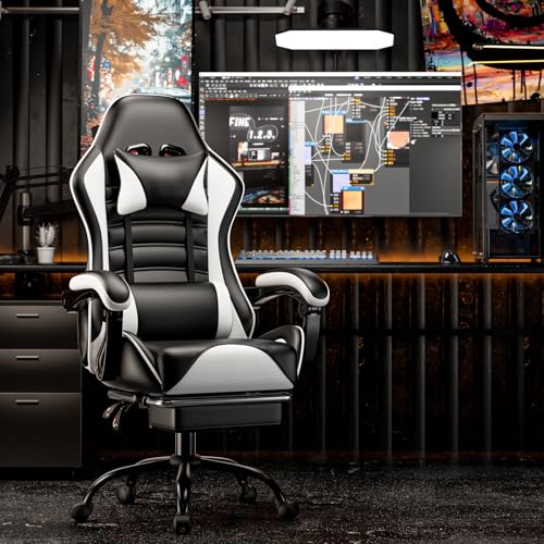 Ergonomic Gaming Chair with Footrest, Reclining, Lumbar Support I1131