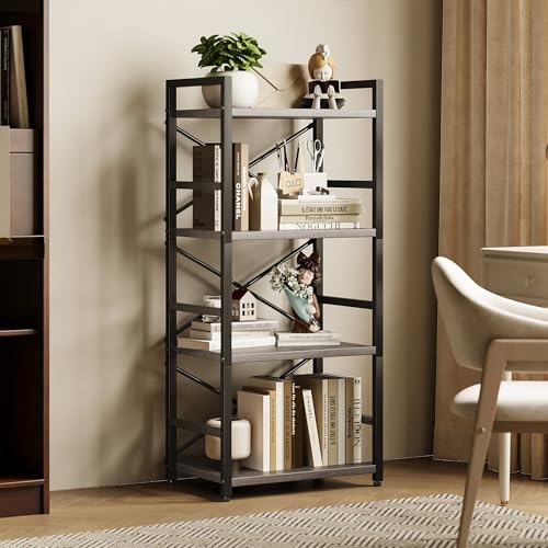 3 Tier Industrial Bookcase, Rustic Etagere Bookshelf for Living Room U5786