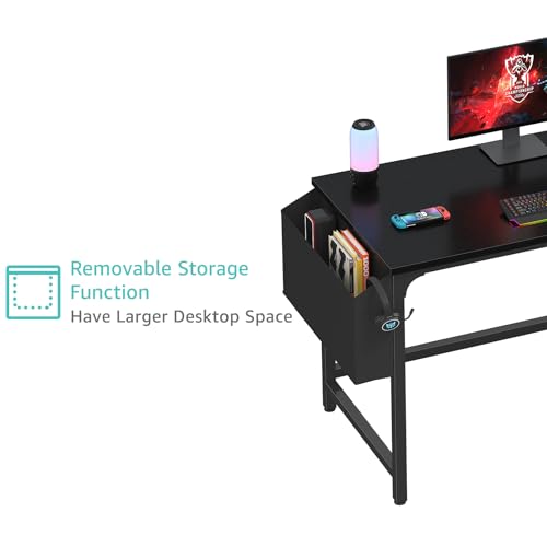 Computer Desk with Fabric Drawers, 40 Inch Reversible Gaming Desk for Small Space Home Office D876