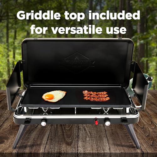 2-in-1 Gas Camping Stove and Griddle with Foldable Legs G762726