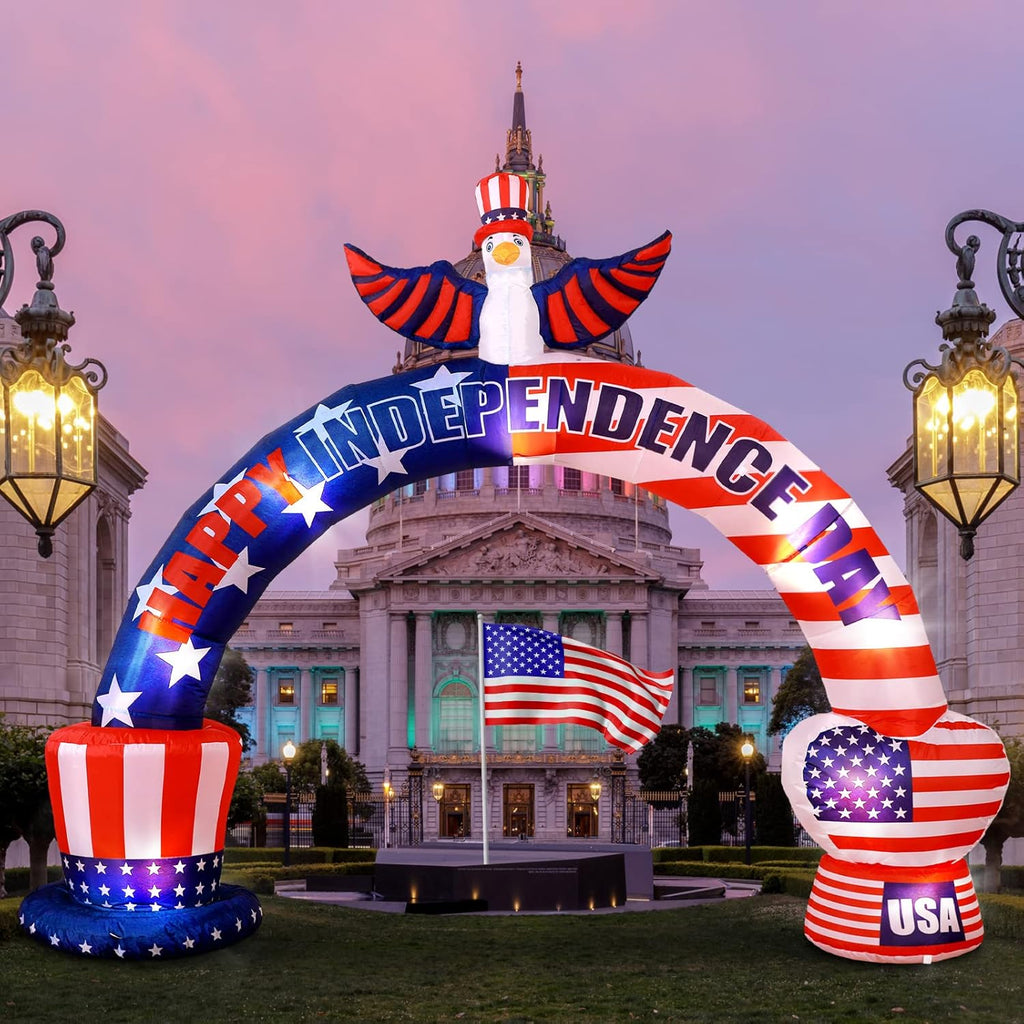 Patriotic Inflatable American Bald Eagle Arch with LED Lights for Outdoor Party Decor P436