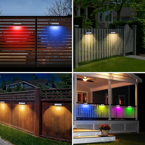 Solar Fence Lights 8 Pack, 60 Lumen Waterproof, 8 Modes Warm & Cool White T5562