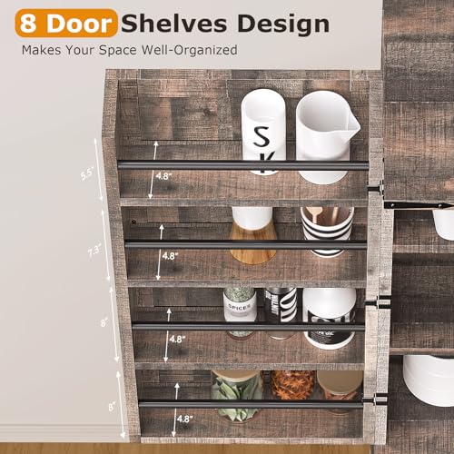 Farmhouse Pantry Cabinet with 6 Shelves and Barn Doors, Brown K34379