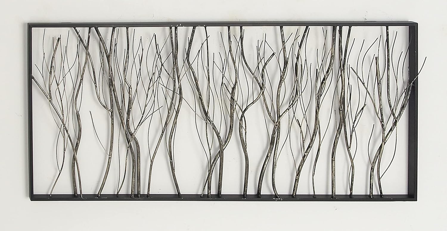 Metal Tree Wall Decor with Black Frame, 48 x 22 Inches O652529