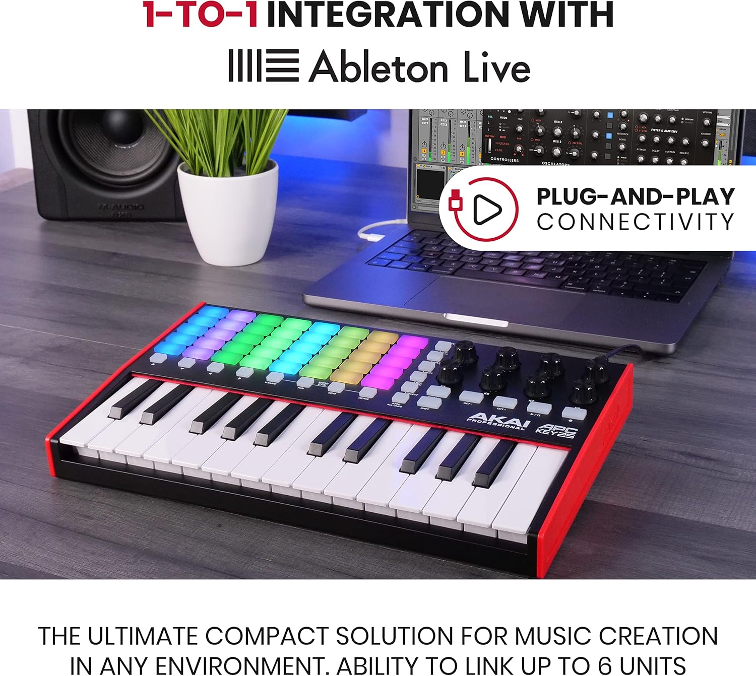 25-Key USB MIDI Keyboard Controller & Over-Ear Monitoring Headphones H160