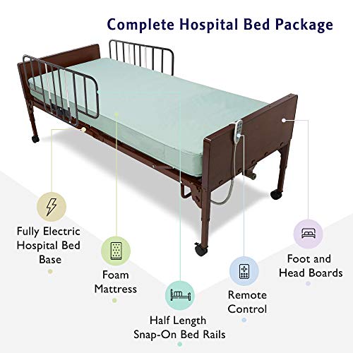 Electric Hospital Bed with Adjustable Mattress and Rails L86771