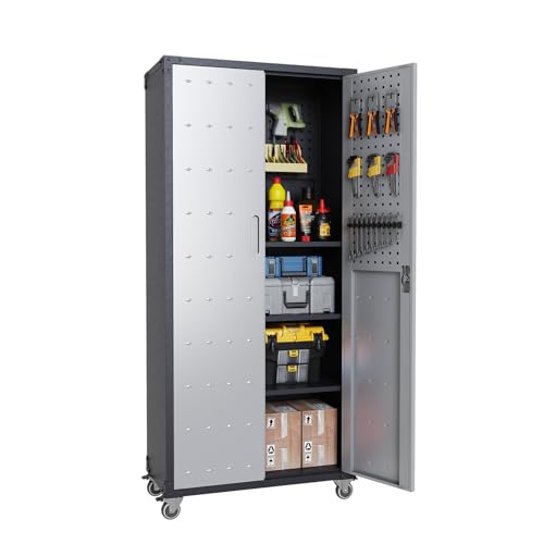 Wall Cabinet with 2 Doors, Lockable, Adjustable Shelves, Heavy Duty Steel J4545