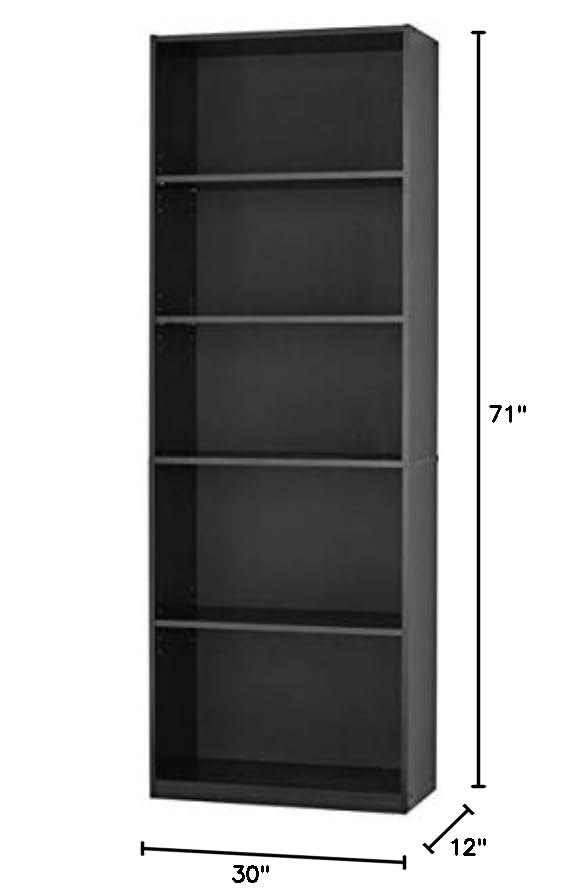 71" 5-Shelf Standard Bookcase Black C643763