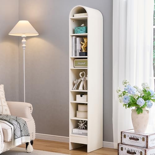Arched Bookshelf, 7-Tier Bookcase with Adjustable Shelves A456