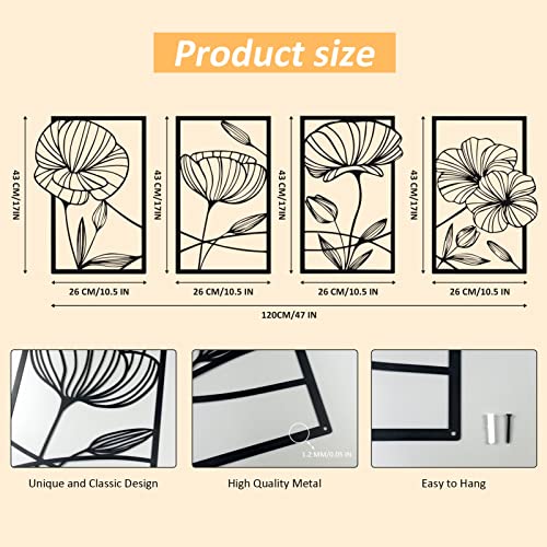 Metal Lotus Flower Wall Decor, Abstract Floral Line Art, Minimalist Hanging Sculpture Q954