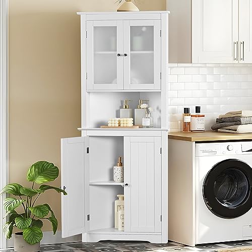 67" Tall Bathroom Cabinet with 2 Doors and 1 Drawer, Adjustable Shelves T930834