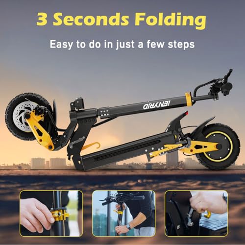 Electric Scooter for Adults with Seat, 10" Off Road Tires, 28-35MPH, Foldable S598796