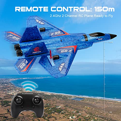 F22 RC Airplane Fighter, 2.4Ghz 2 Channel Remote Control Plane for Kids Beginners Y282