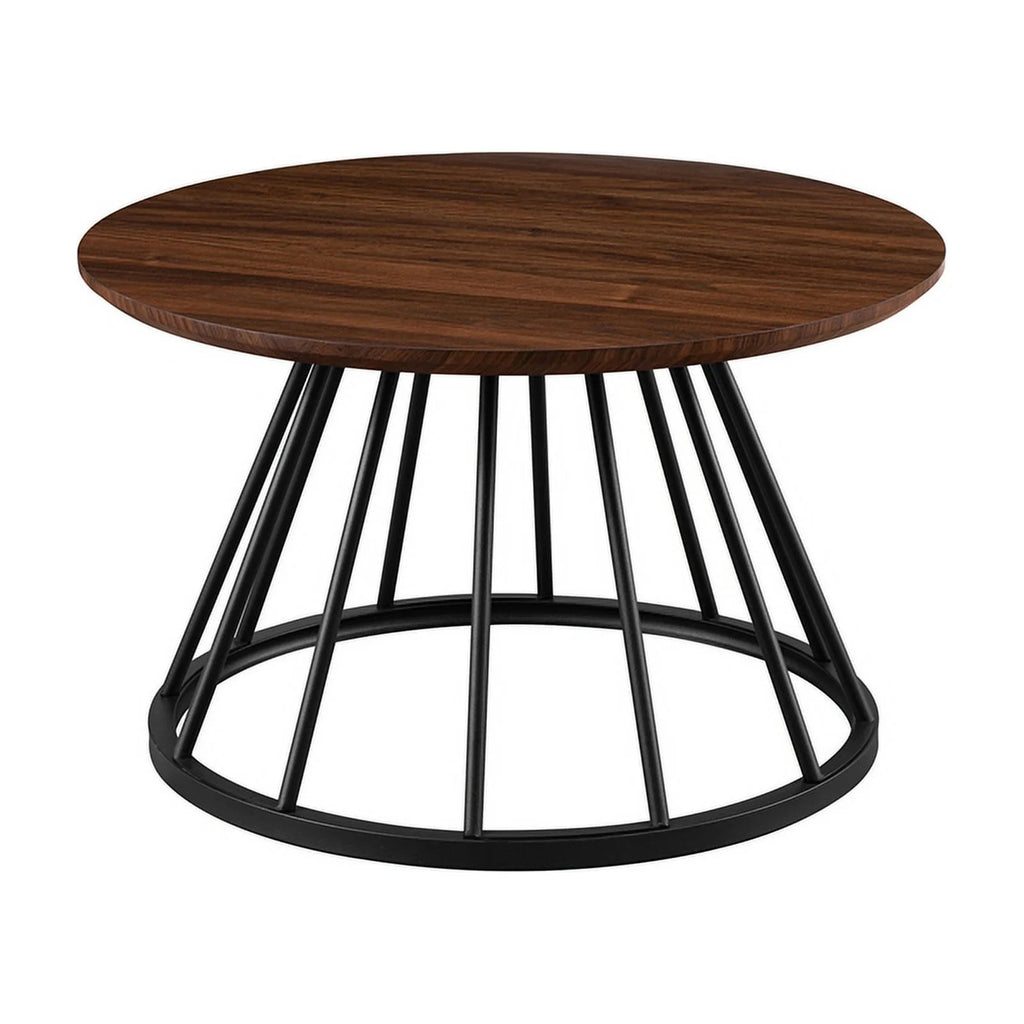 30" Wood Coffee Table with Metal Caged Base F2110
