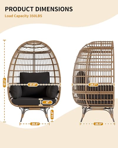 Wicker Egg Chair with Cushions and Ottoman L257