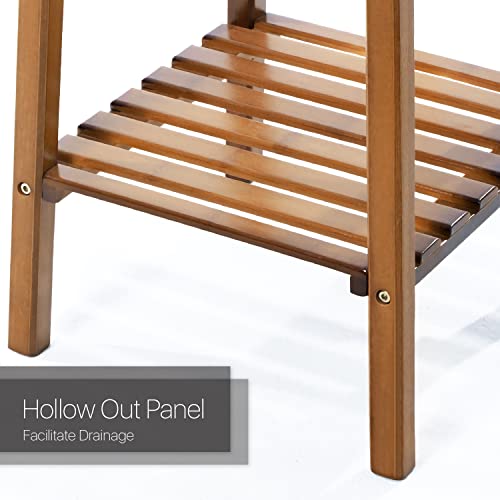 Bamboo Tall Plant Stand with 4 Shelves for Patio Garden Balcony W958352