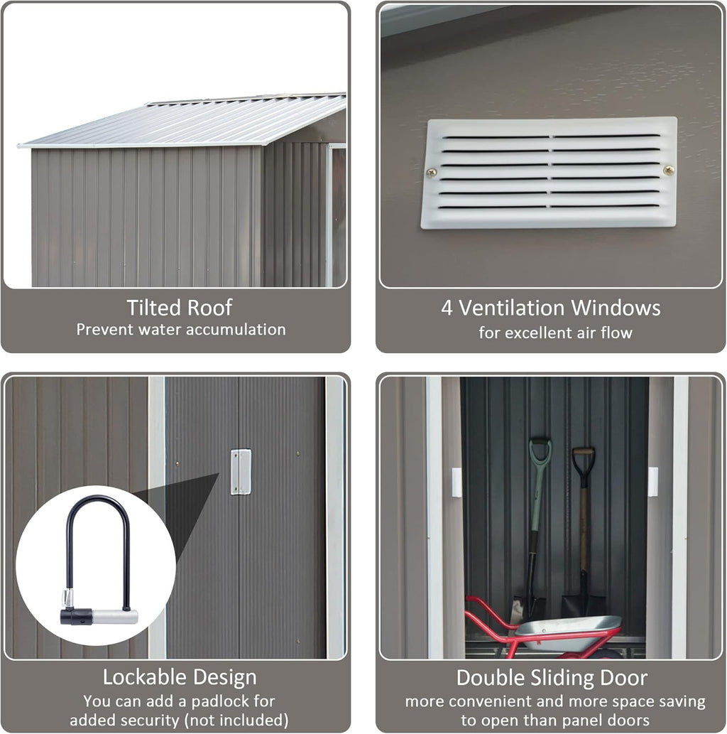 Metal Garden Utility Storage Shed 9x6 ft F1911