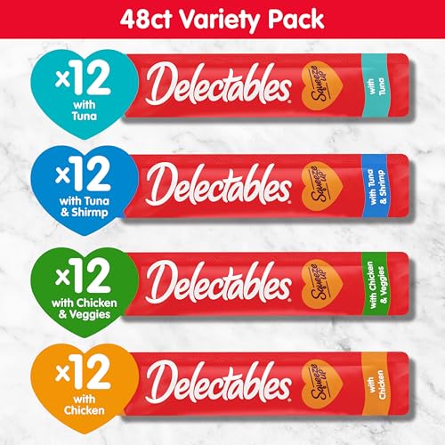 Handheld Lickable Treats for Cats, Chicken and Tuna Salmon, 54 Count A909