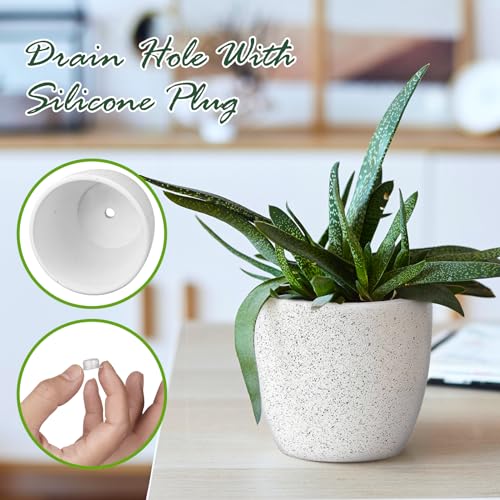 Ceramic Plant Pots Set of 3 with Drainage Hole, Indoor Outdoor D896728