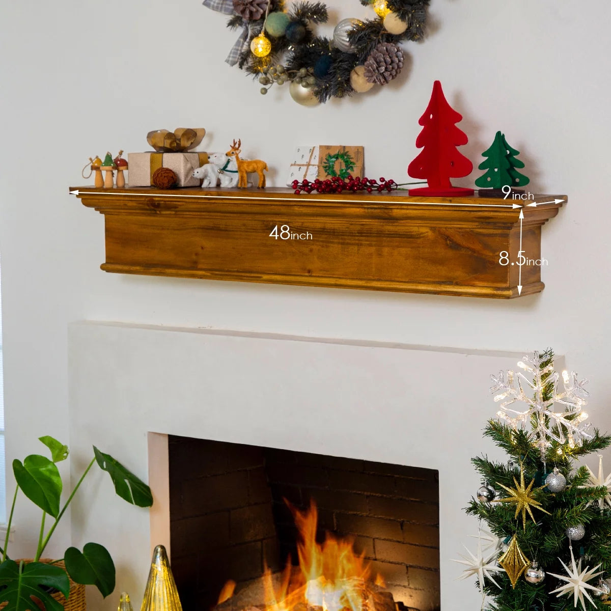 48" Rustic Ash Fireplace Mantel Shelf K7958