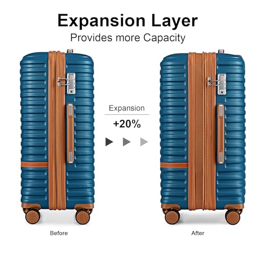 Expandable Carry-On Luggage Set, Lightweight Hard Shell 20 Inch with Spinner Wheels M12570