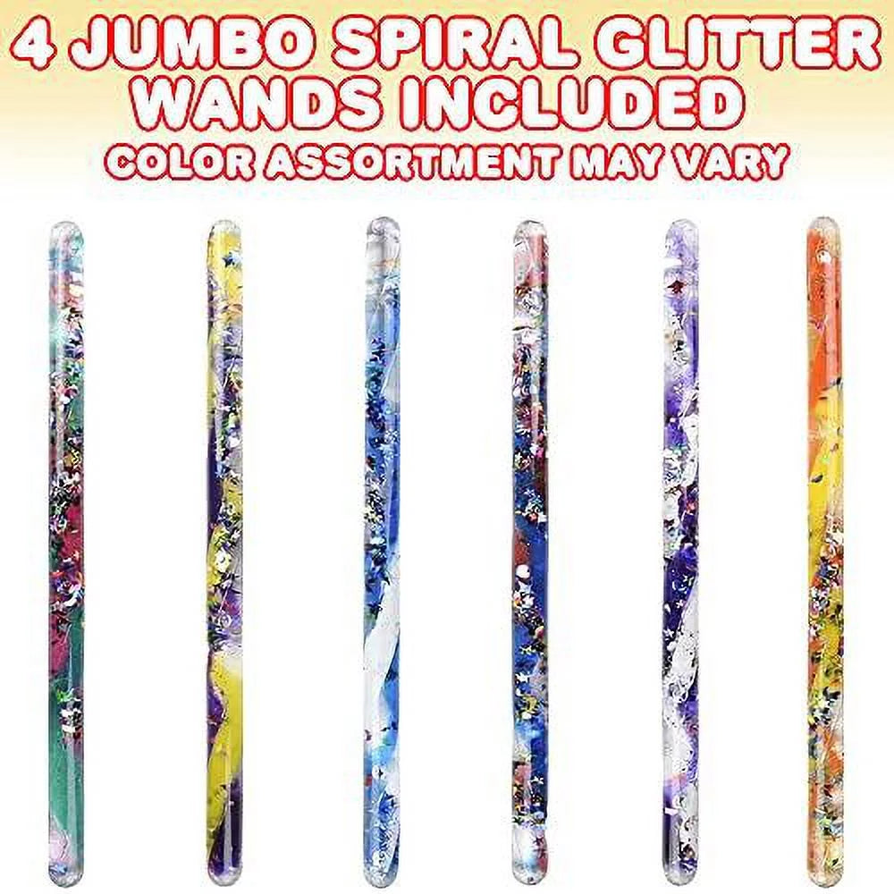 Glitter Wands for Kids, Set of 4, Sensory Fidget Toys T39086