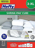 Hefty Shrink-Pak Vacuum Storage Bags - Space Saver Vacuum Storage Bags for Under Bed Storage, Clothing and Comforter Storage, Odor Resistant, 3X More Storage Space - 3 Large, 3 XL Vacuum Storage Bags
