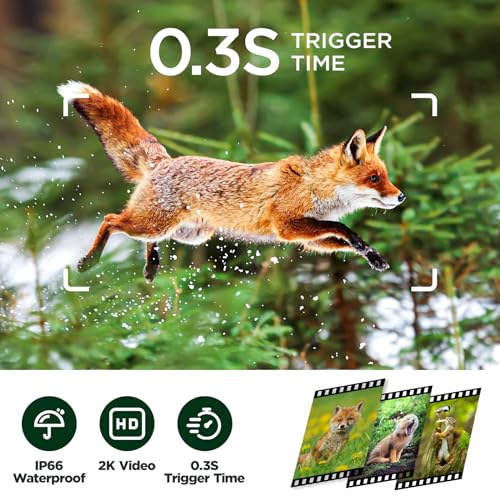 Trail Camera, 2K 36MP Wildlife Camera with Night Vision and Motion Sensor V275
