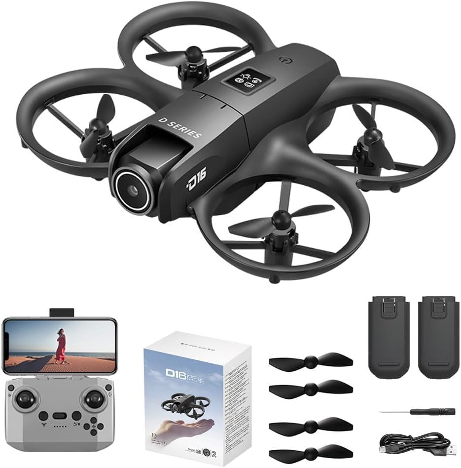 Mini HD FPV Drone with Camera, 2 Batteries, One Key Take Off/Land T50416
