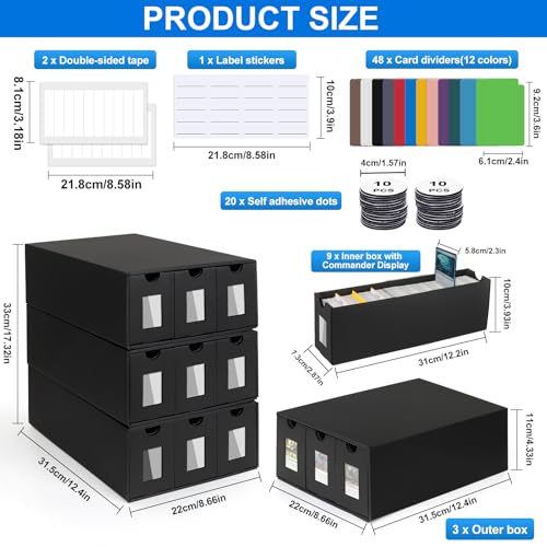 Trading Card Storage Box with 48 Dividers and Labels K306