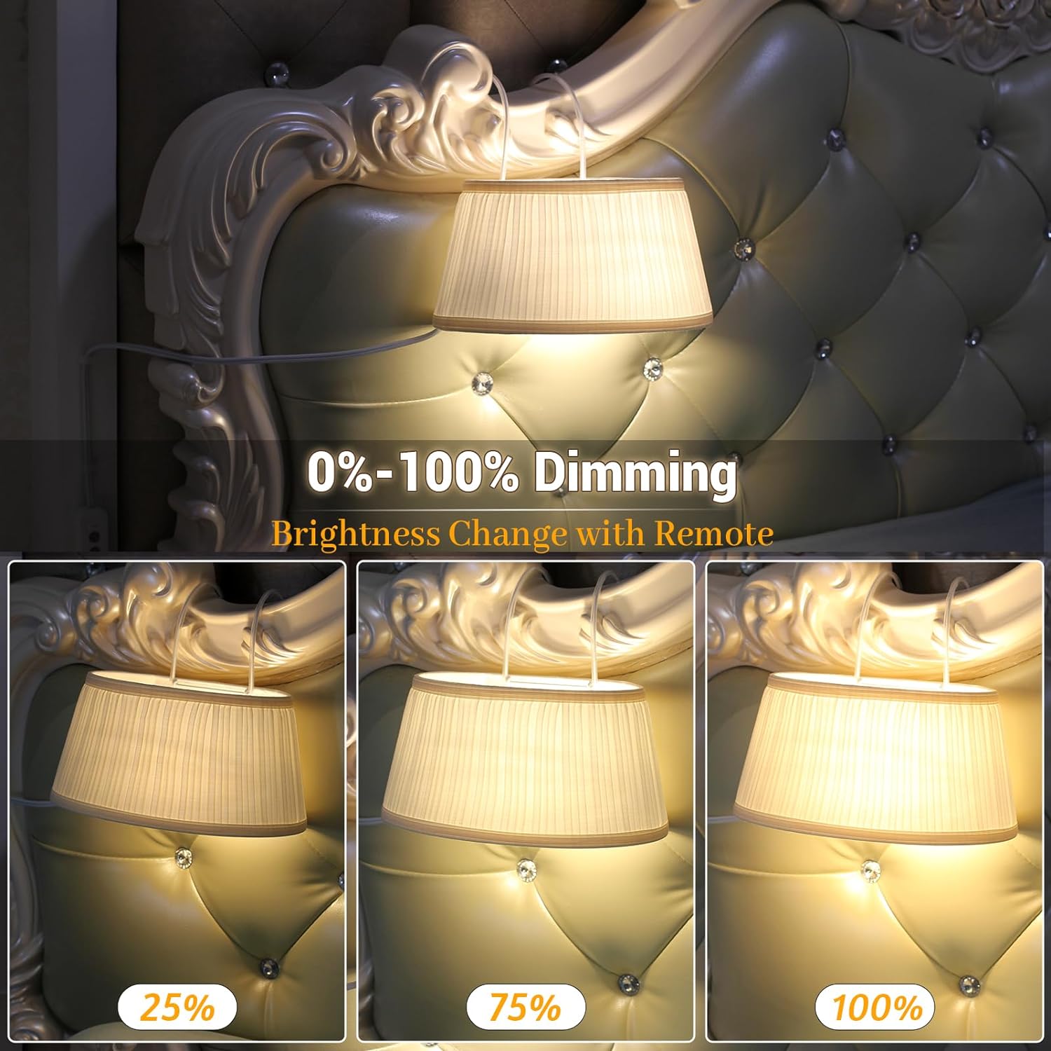 Bed Reading Light with Adjustable Hook, Eye Caring Fabric Shade A81233