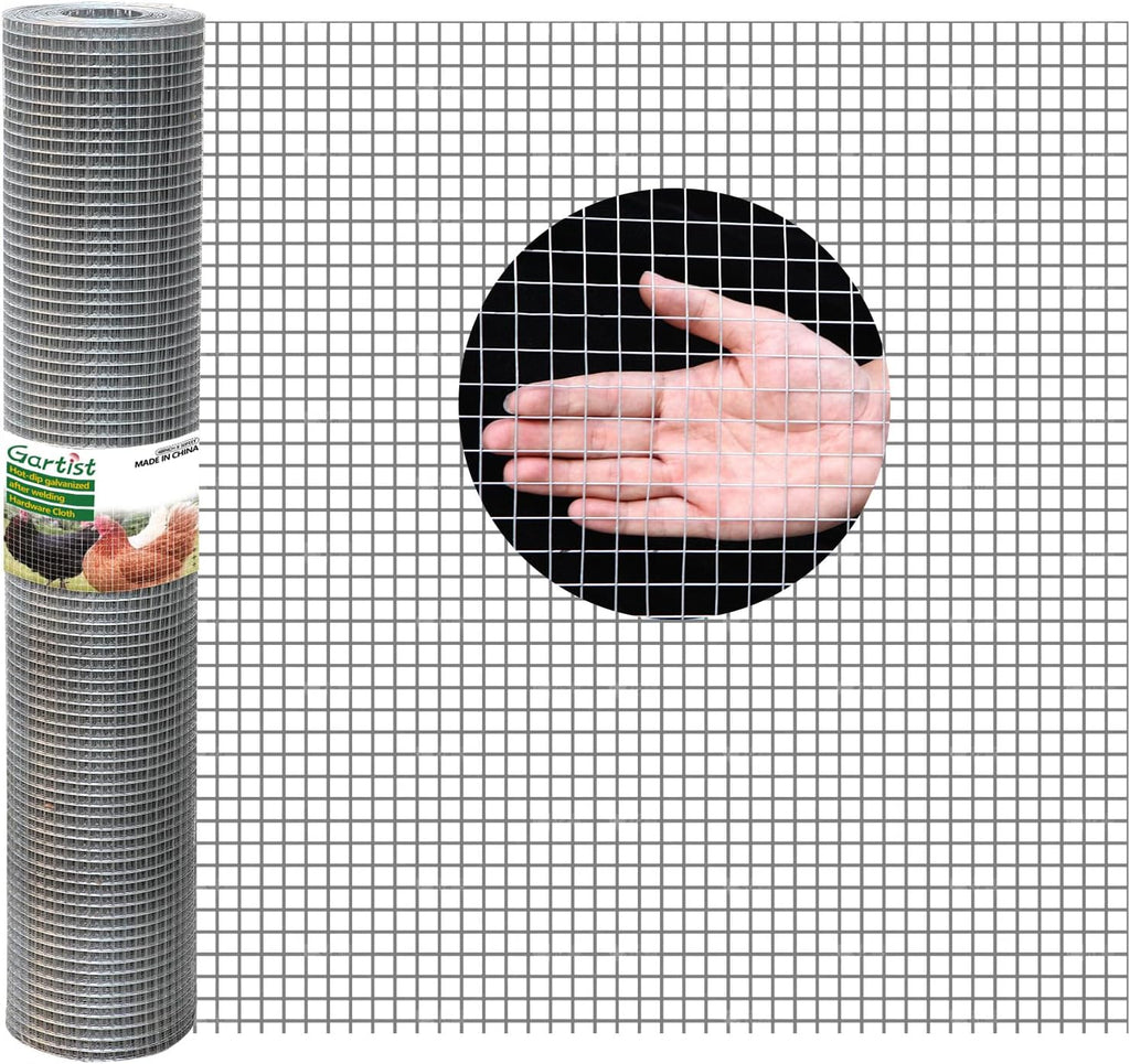 Hot-Dip galvanized after Welding Hardware Cloth,1/2inch 19Ga 48"x50' Chicken Wire Fencing, Raised Garden Bed Supports Wire Mesh Roll, galvanized Wire Mesh Fence Prevent Snakes, Raccoons, Foxes
