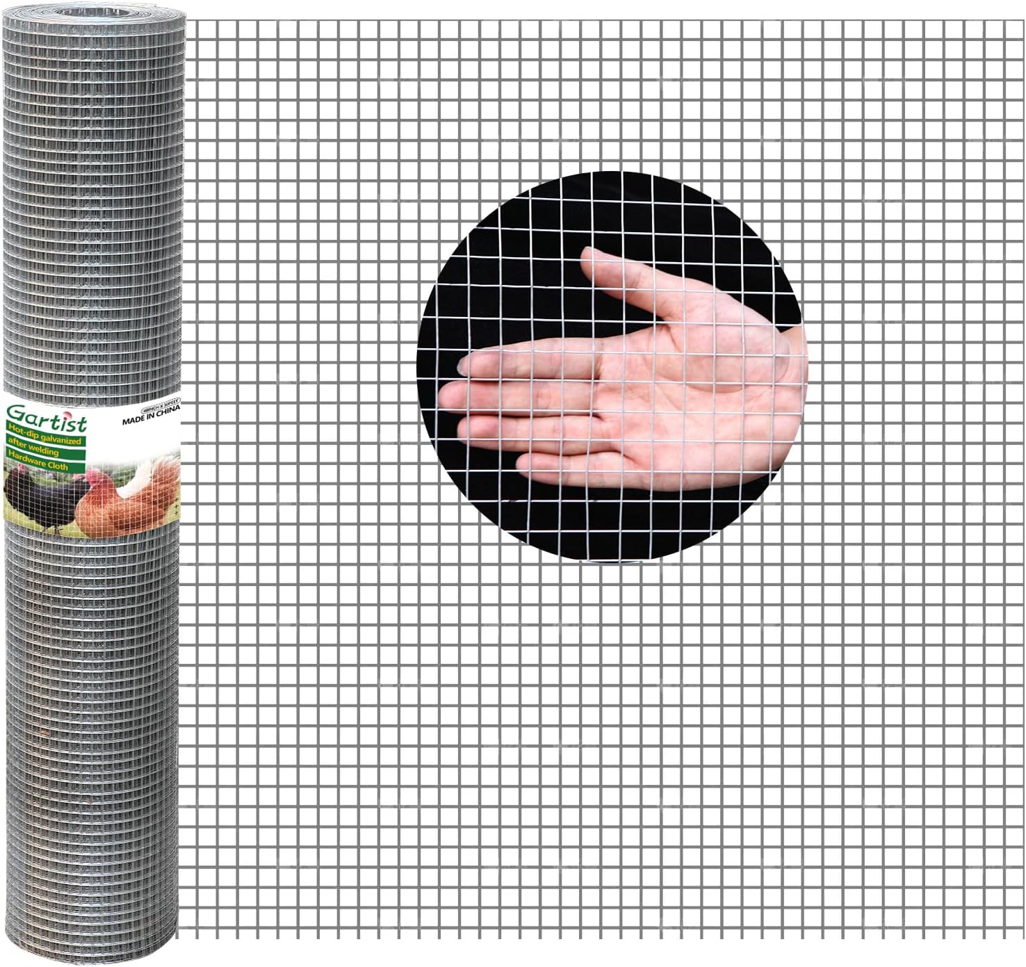 Hot-Dip galvanized after Welding Hardware Cloth,1/2inch 19Ga 48"x50' Chicken Wire Fencing, Raised Garden Bed Supports Wire Mesh Roll, galvanized Wire Mesh Fence Prevent Snakes, Raccoons, Foxes